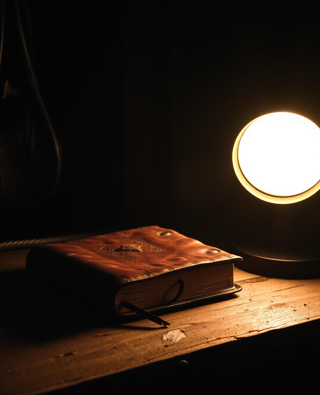 Worn Bible on a workbench